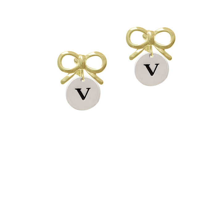 Disc 1/2 Initial - v - Crystal Clip On Earrings Image 10