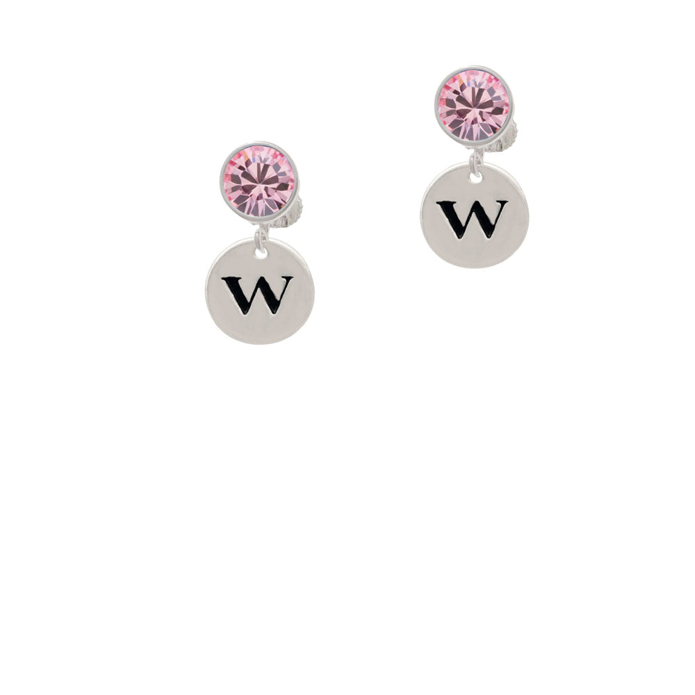 Disc 1/2 Initial - w - Crystal Clip On Earrings Image 4