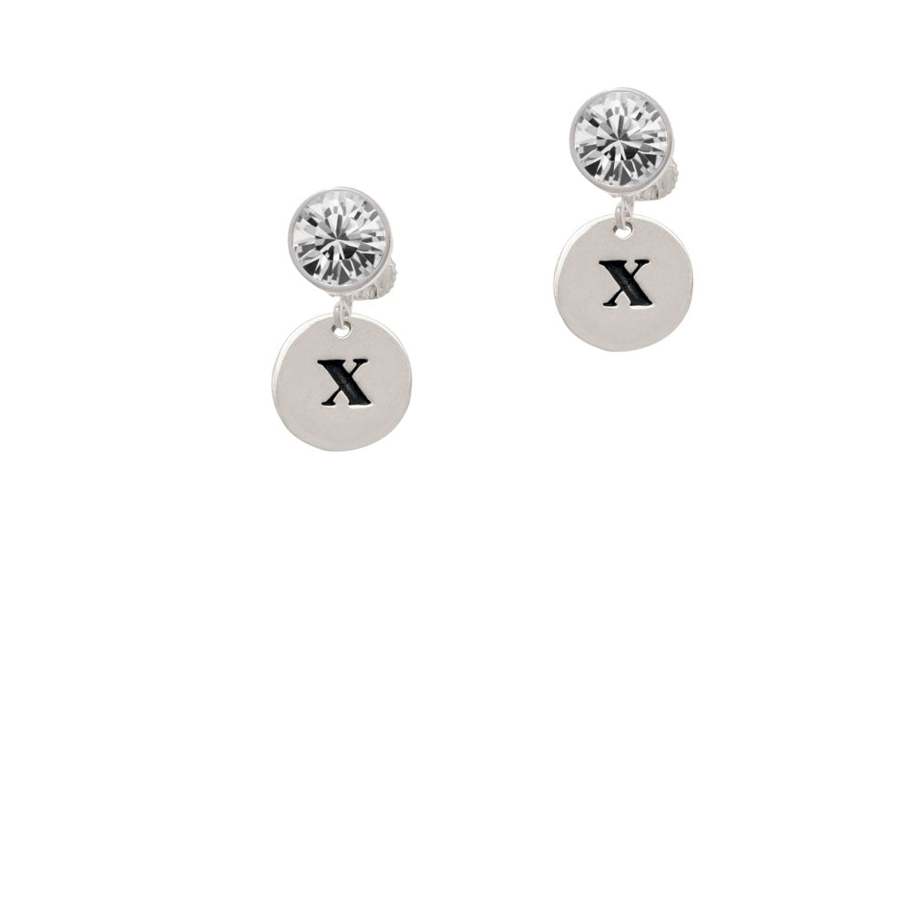 Disc 1/2 Initial - x - Crystal Clip On Earrings Image 2