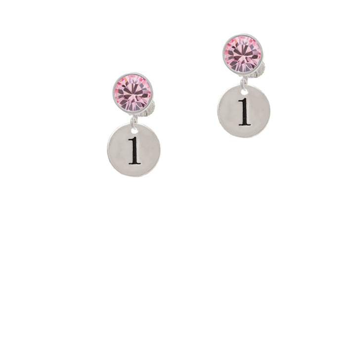 Disc 1/2 Number - 1 - Crystal Clip On Earrings Image 4