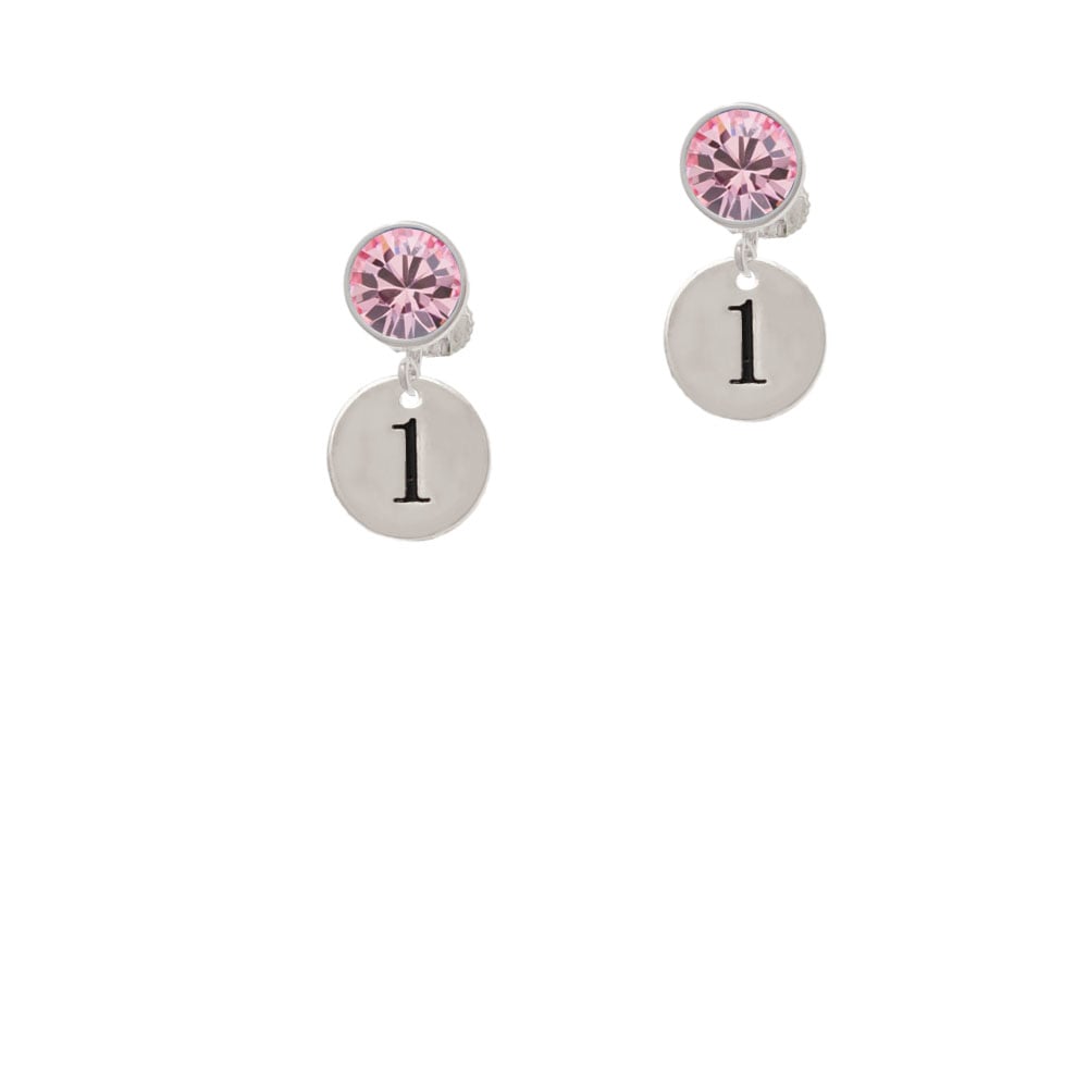 Disc 1/2 Number - 1 - Crystal Clip On Earrings Image 1