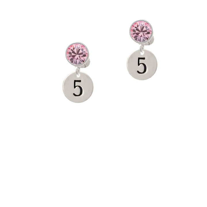 Disc 1/2 Number - 5 - Crystal Clip On Earrings Image 4