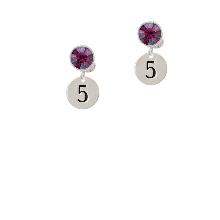 Disc 1/2 Number - 5 - Crystal Clip On Earrings Image 8