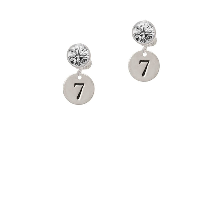 Disc 1/2 Number - 7 - Crystal Clip On Earrings Image 1