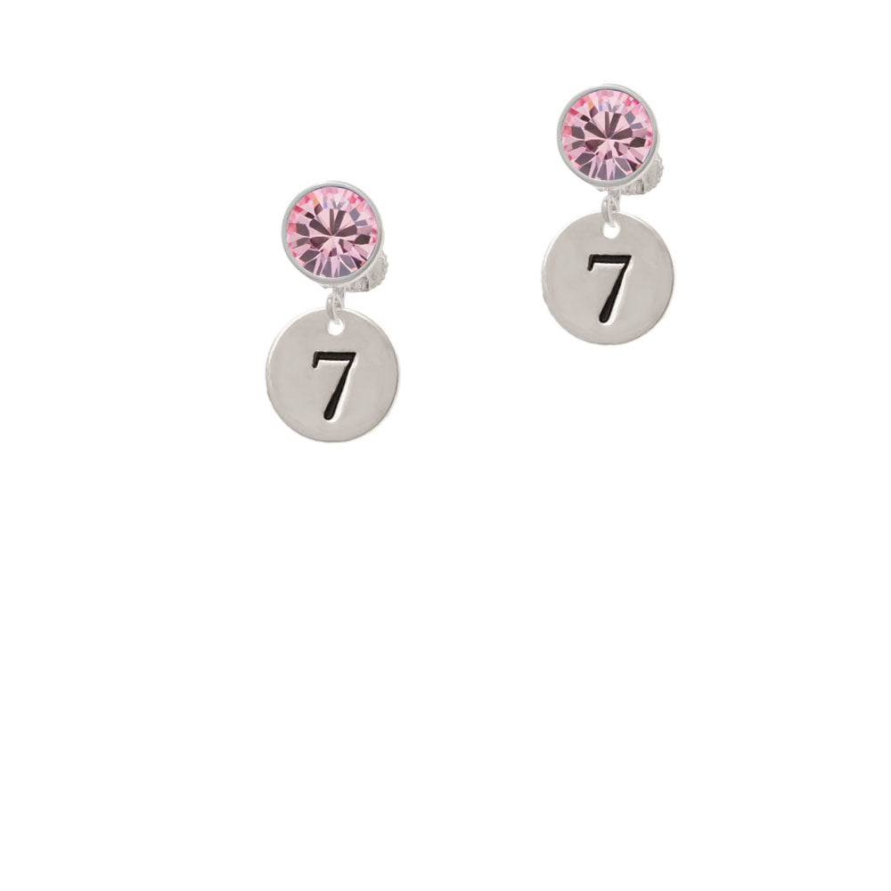 Disc 1/2 Number - 7 - Crystal Clip On Earrings Image 4