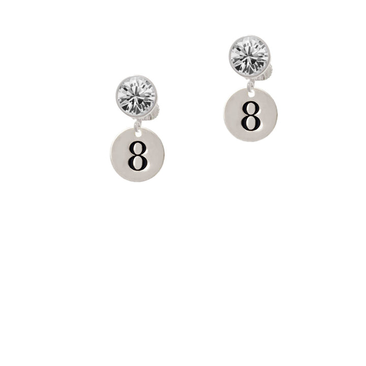 Disc 1/2 Number - 8 - Crystal Clip On Earrings Image 2