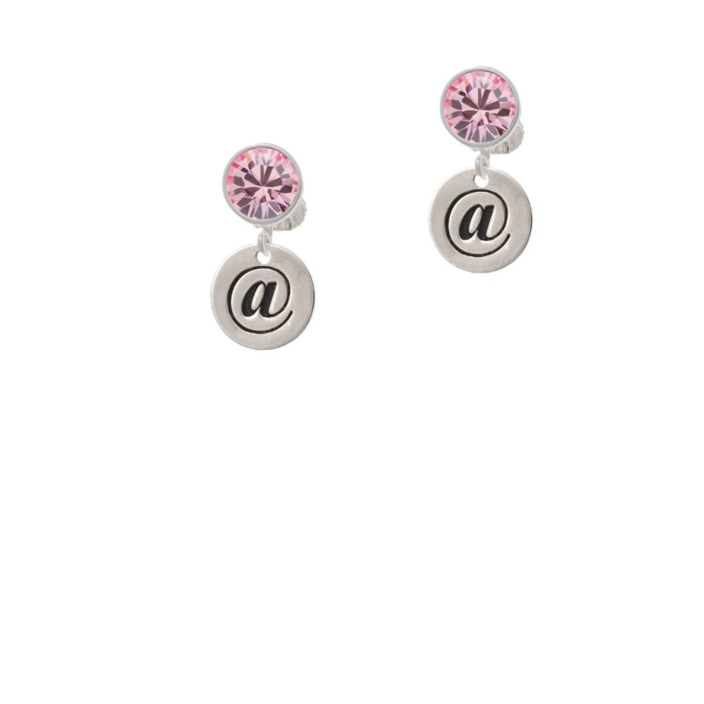 Disc 1/2 - Symbol - At Sign - - Crystal Clip On Earrings Image 4