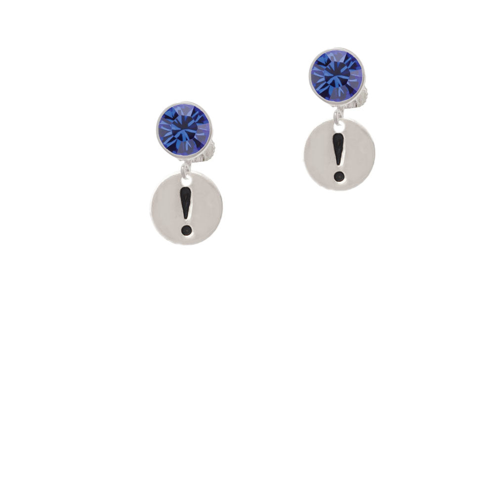 Disc 1/2 - Symbol - Exclamation Point - ! - Crystal Clip On Earrings Image 7