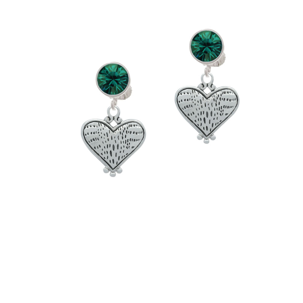 Antiqued Alligator Print Heart Crystal Clip On Earrings Image 6