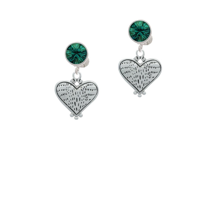 Antiqued Alligator Print Heart Crystal Clip On Earrings Image 1