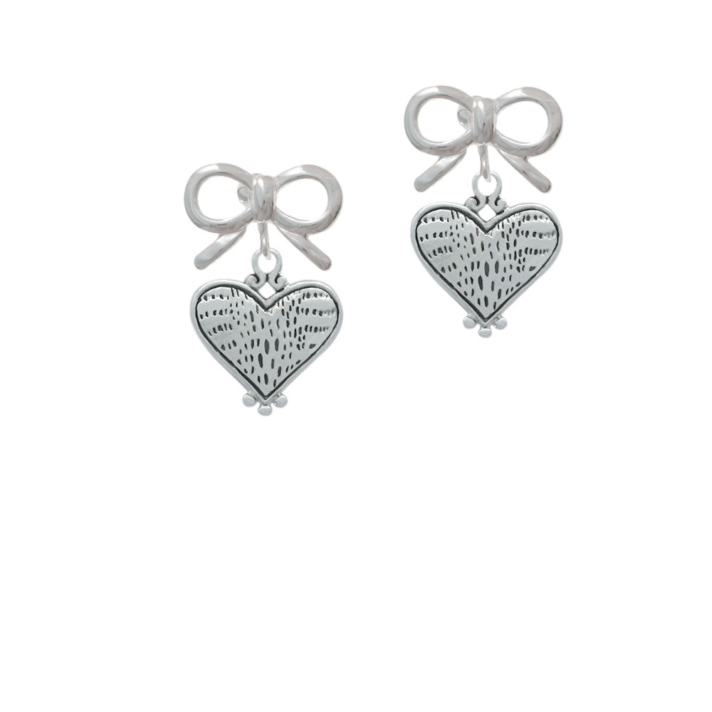 Antiqued Alligator Print Heart Crystal Clip On Earrings Image 9