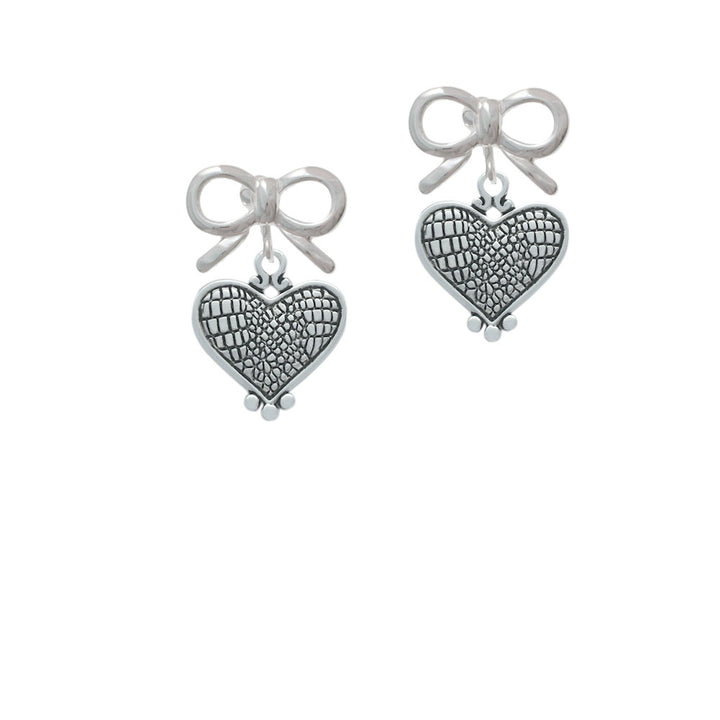 Antiqued Snake Print Heart Crystal Clip On Earrings Image 9