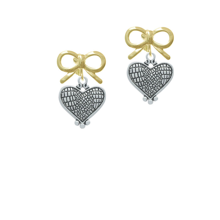 Antiqued Snake Print Heart Crystal Clip On Earrings Image 10