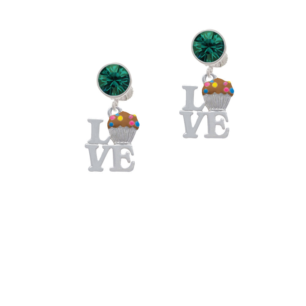 Love with Brown Cupcake Crystal Clip On Earrings Image 6