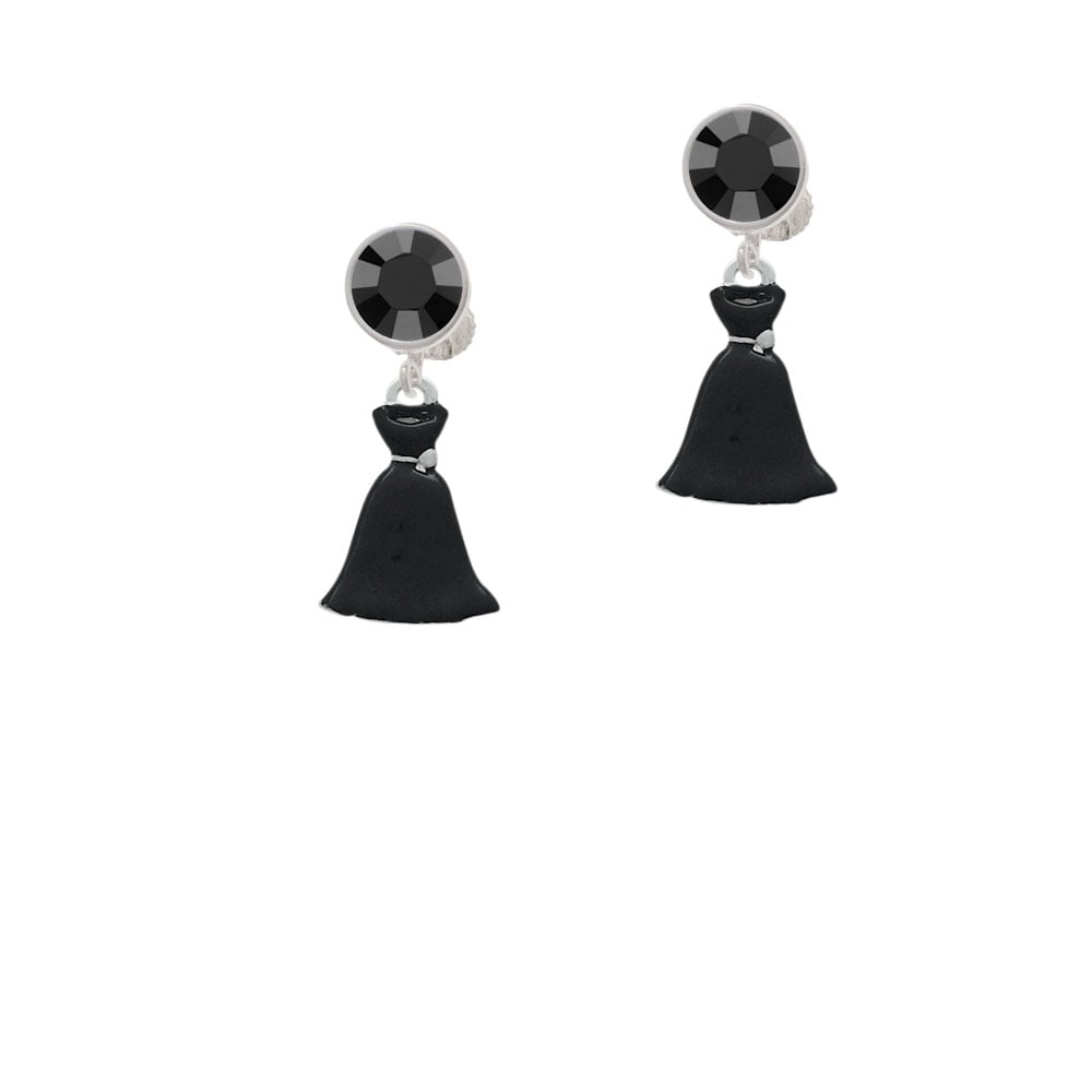 Black Dress Crystal Clip On Earrings Image 3