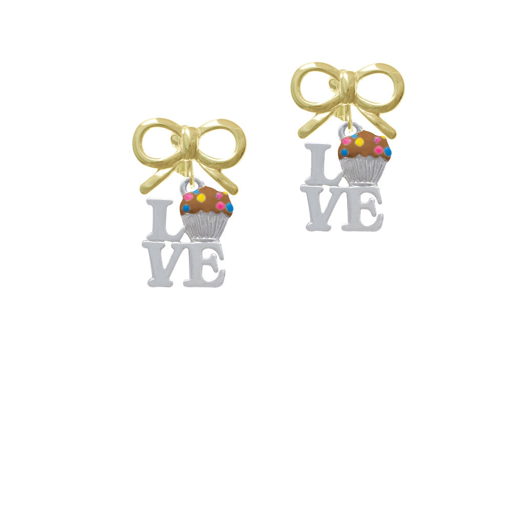 Love with Brown Cupcake Crystal Clip On Earrings Image 10