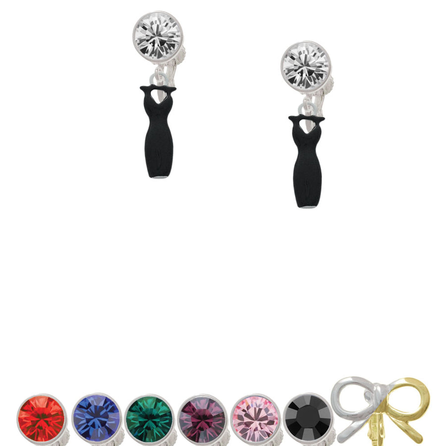 Little Black Dress Crystal Clip On Earrings Image 1