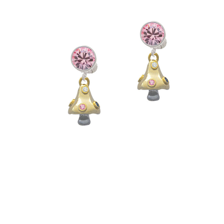 3-D Gold Tone Mushroom with Crystals Crystal Clip On Earrings Image 4