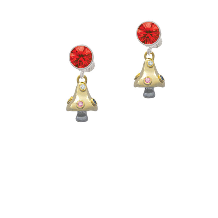 3-D Gold Tone Mushroom with Crystals Crystal Clip On Earrings Image 4