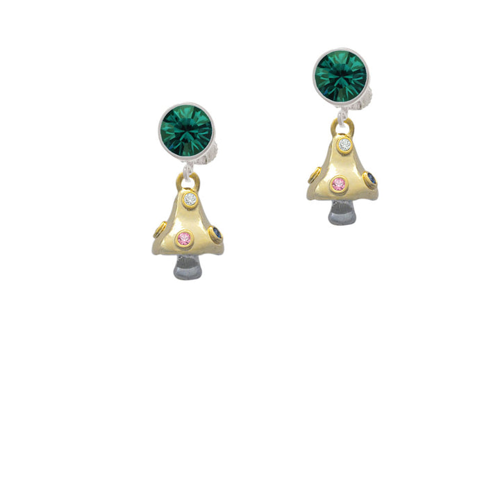 3-D Gold Tone Mushroom with Crystals Crystal Clip On Earrings Image 6