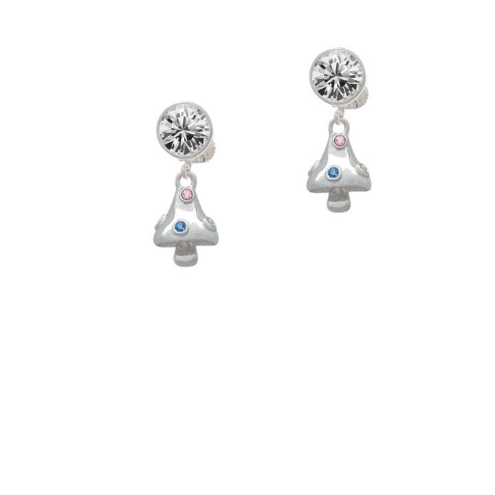 3-D Mushroom with Multicolored Crystals Crystal Clip On Earrings Image 2