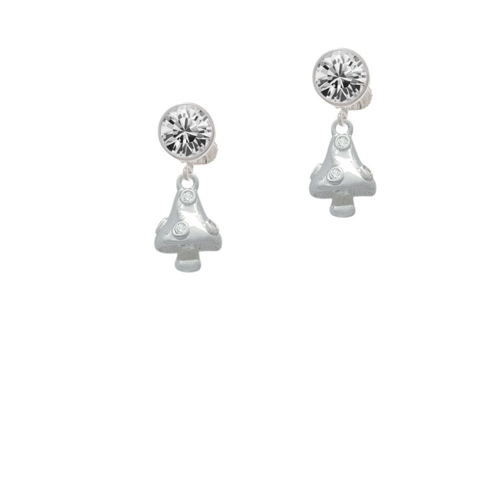 3-D Mushroom with Clear Crystals Crystal Clip On Earrings Image 2