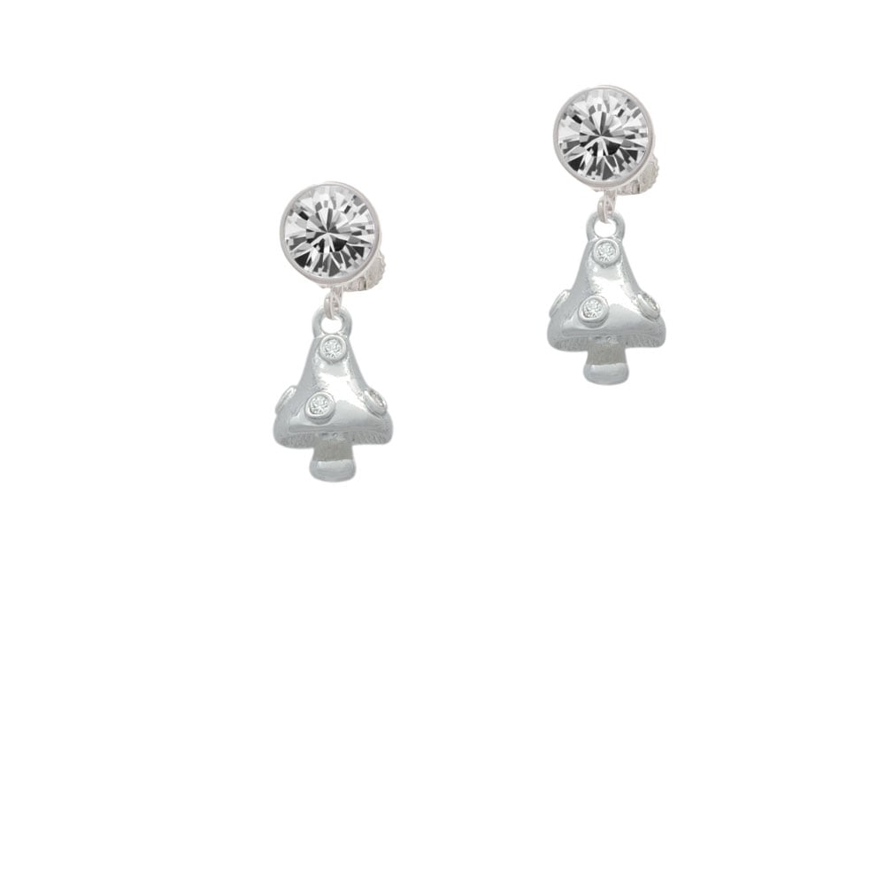 3-D Mushroom with Clear Crystals Crystal Clip On Earrings Image 1