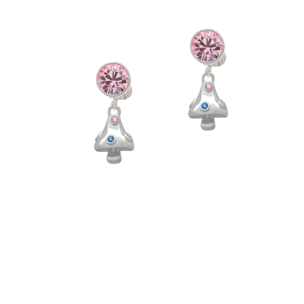 3-D Mushroom with Multicolored Crystals Crystal Clip On Earrings Image 4