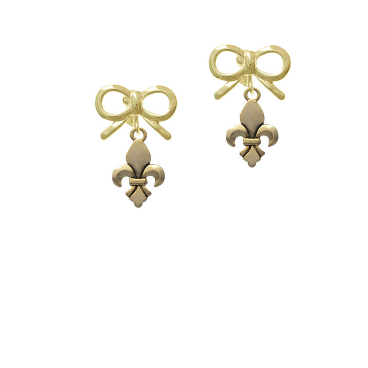 Gold Tone Fleur de Lis Crystal Clip On Earrings Image 10