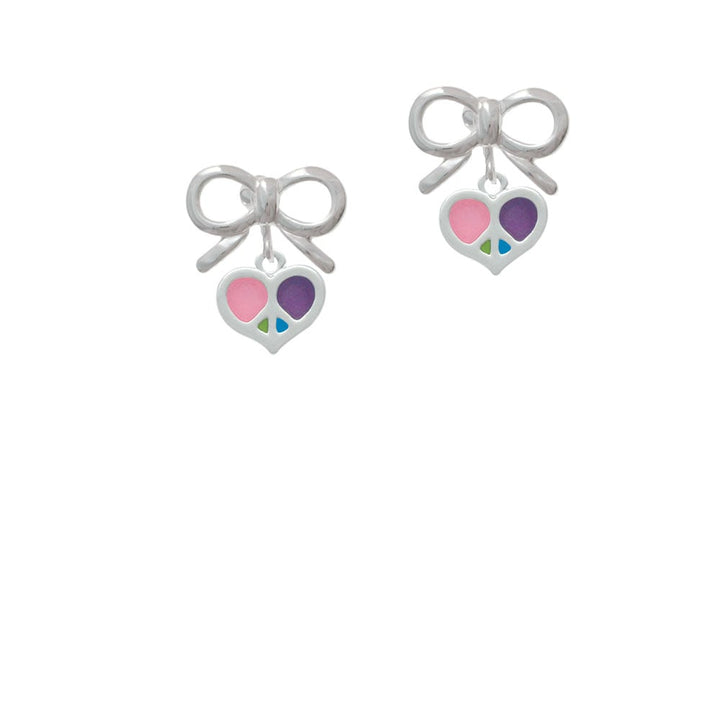 Small Enamel Heart Peace Sign Crystal Clip On Earrings Image 9