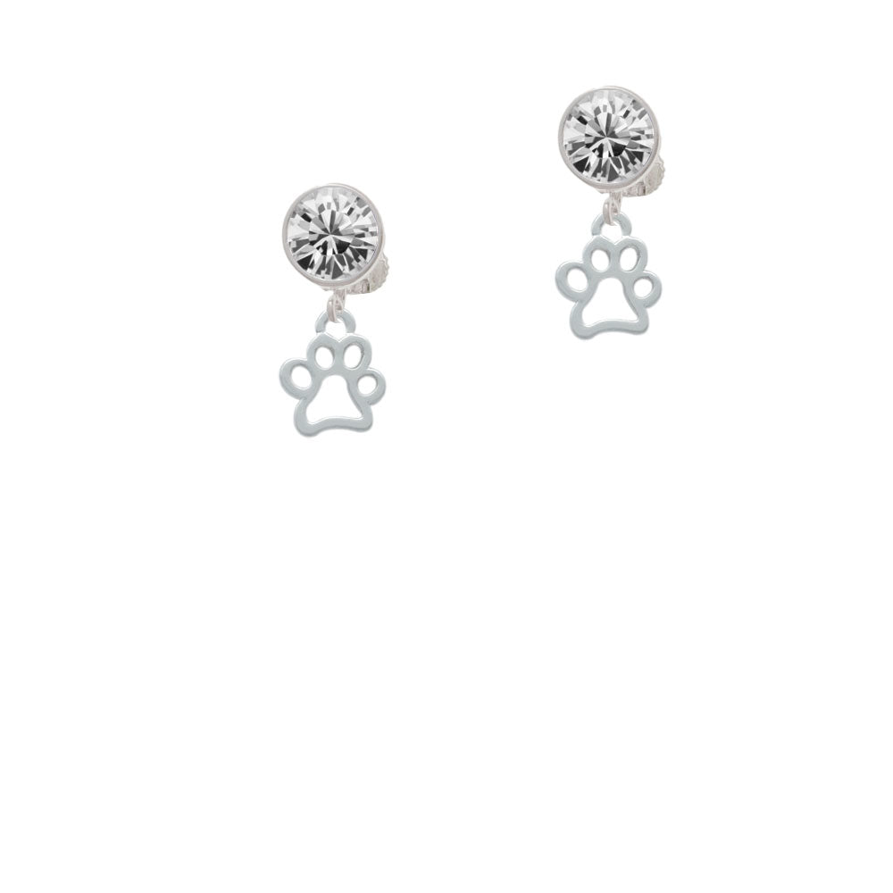 Small Open Paw Crystal Clip On Earrings Image 2