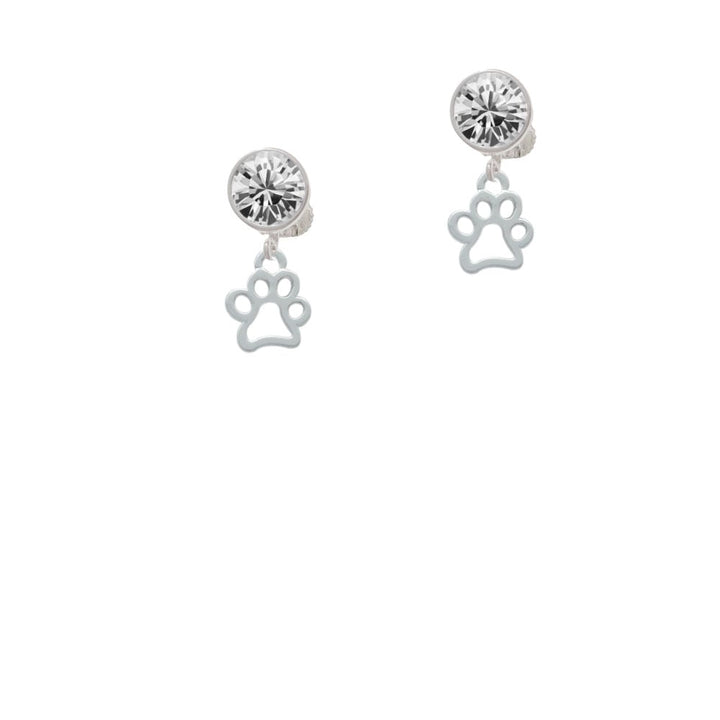 Small Open Paw Crystal Clip On Earrings Image 1