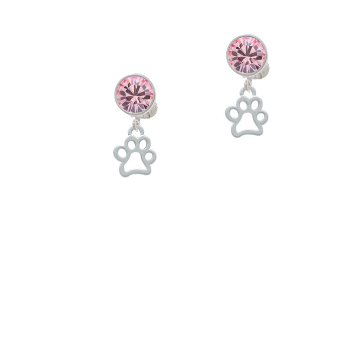 Small Open Paw Crystal Clip On Earrings Image 4