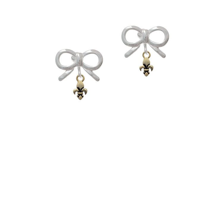 Mini Gold Tone Fleur de Lis Crystal Clip On Earrings Image 9