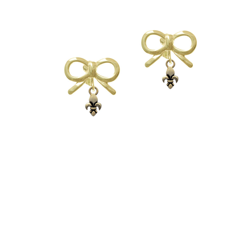 Mini Gold Tone Fleur de Lis Crystal Clip On Earrings Image 10