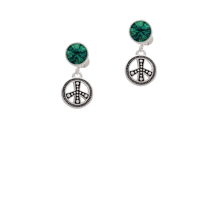 Beaded Peace Sign Crystal Clip On Earrings Image 6