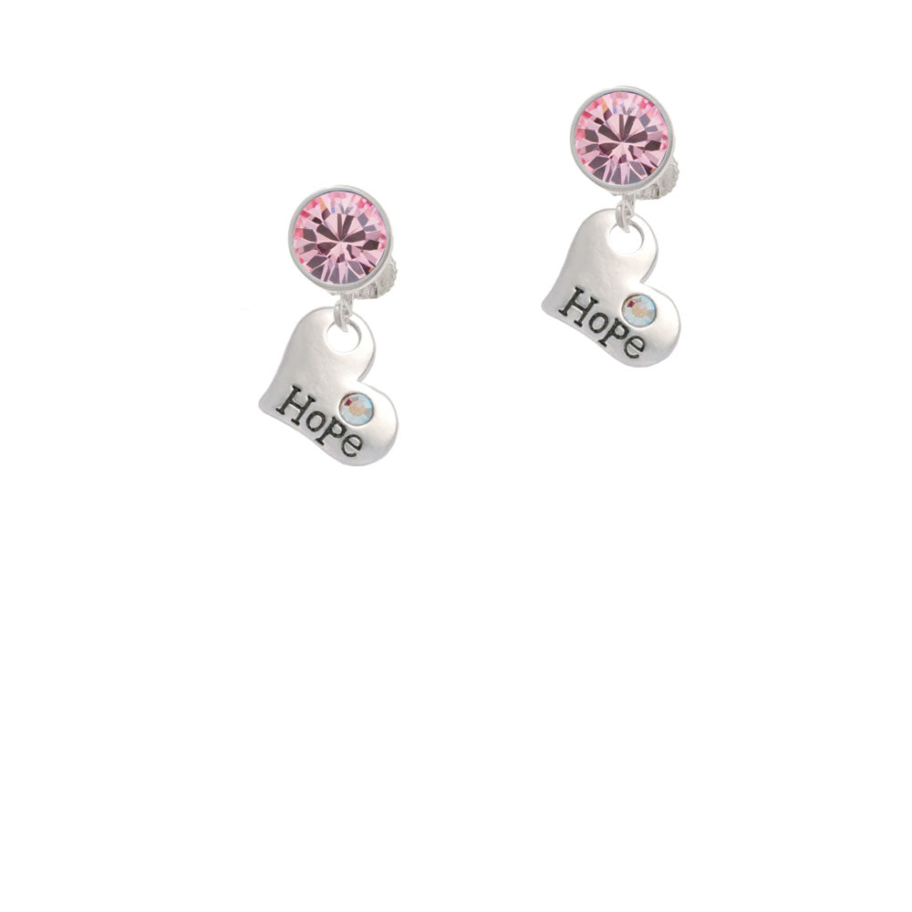 Hope Heart with AB Crystal Crystal Clip On Earrings Image 4