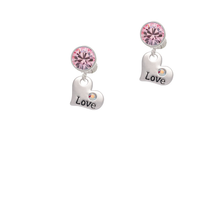 Love Heart with AB Crystal Crystal Clip On Earrings Image 4