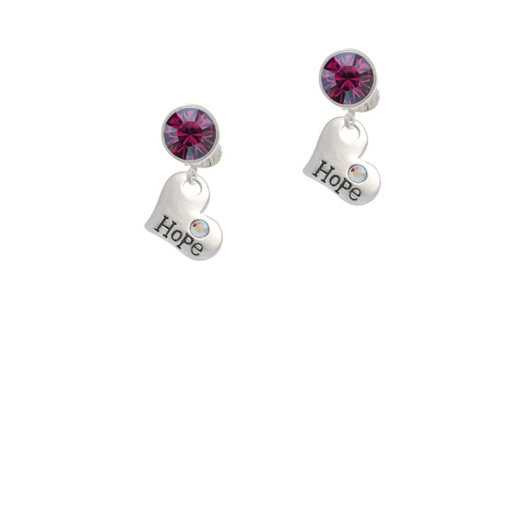 Hope Heart with AB Crystal Crystal Clip On Earrings Image 8