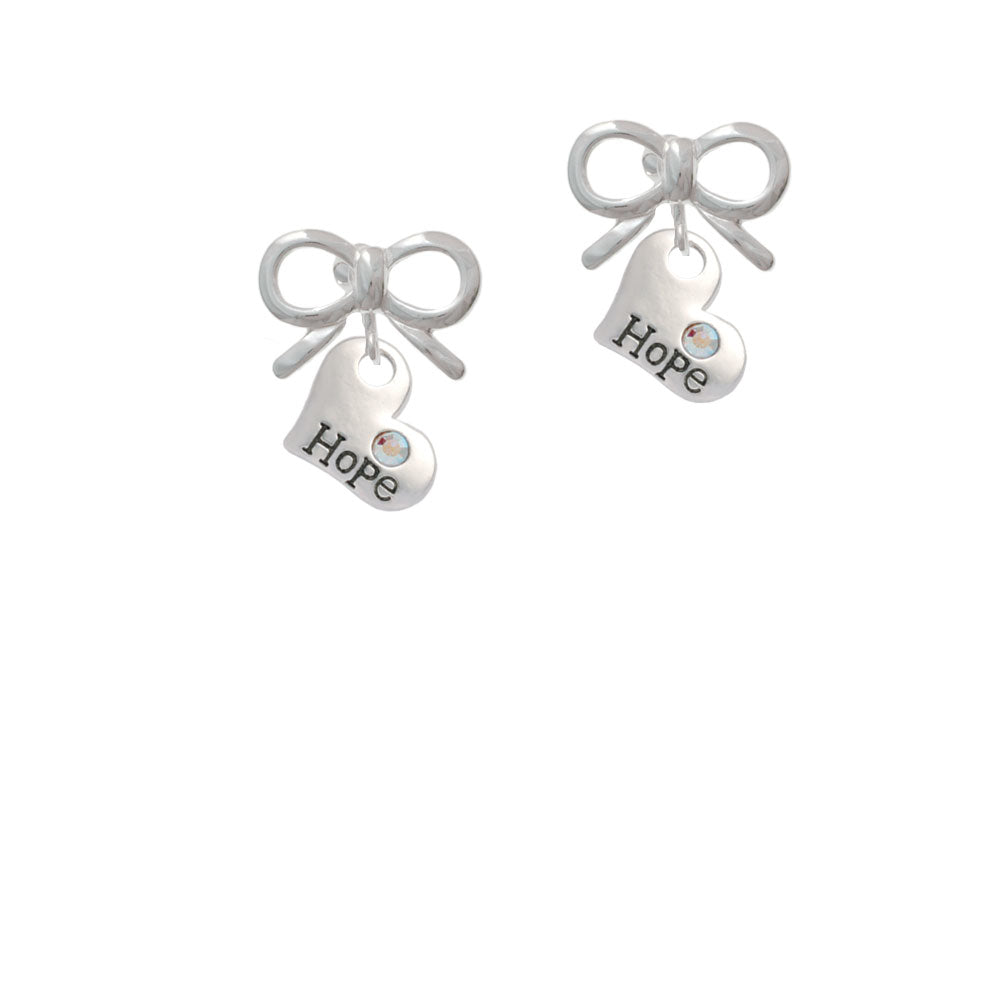 Hope Heart with AB Crystal Crystal Clip On Earrings Image 9