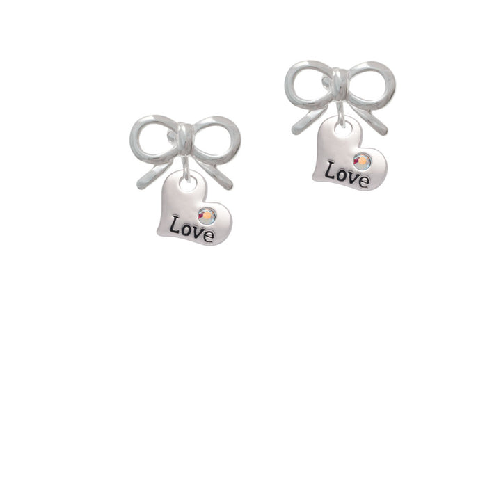 Love Heart with AB Crystal Crystal Clip On Earrings Image 9