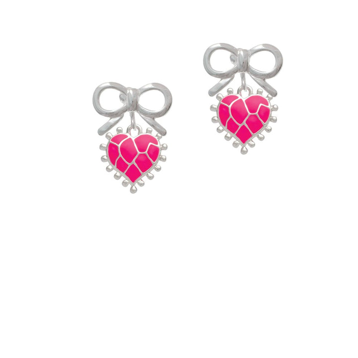 Hot Pink Giraffe Print Heart Crystal Clip On Earrings Image 9