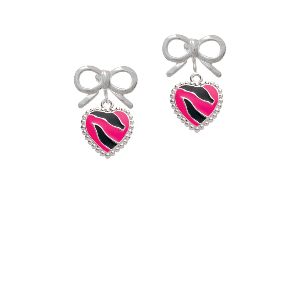 Hot Pink Zebra Print Heart Crystal Clip On Earrings Image 9