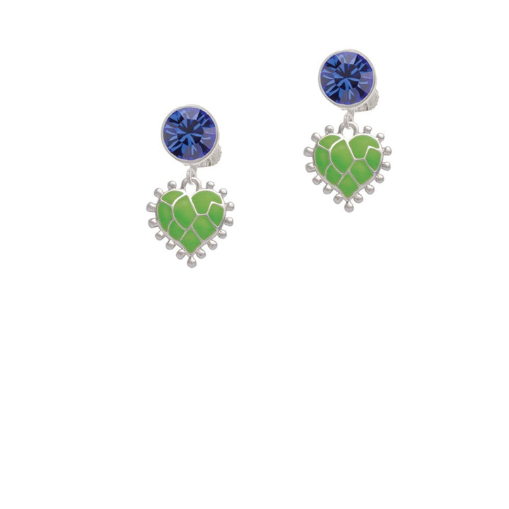 Lime Green Giraffe Print Heart Crystal Clip On Earrings Image 7