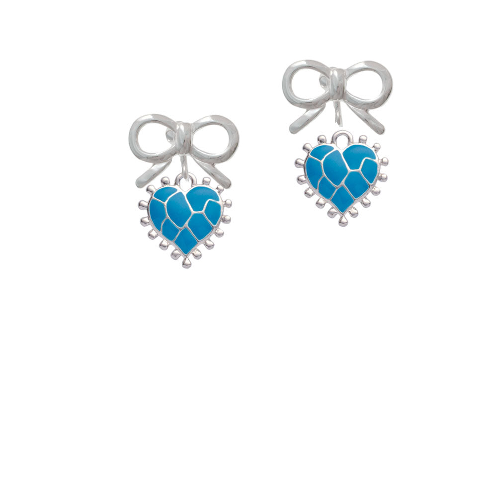 Hot Blue Giraffe Print Heart Crystal Clip On Earrings Image 9