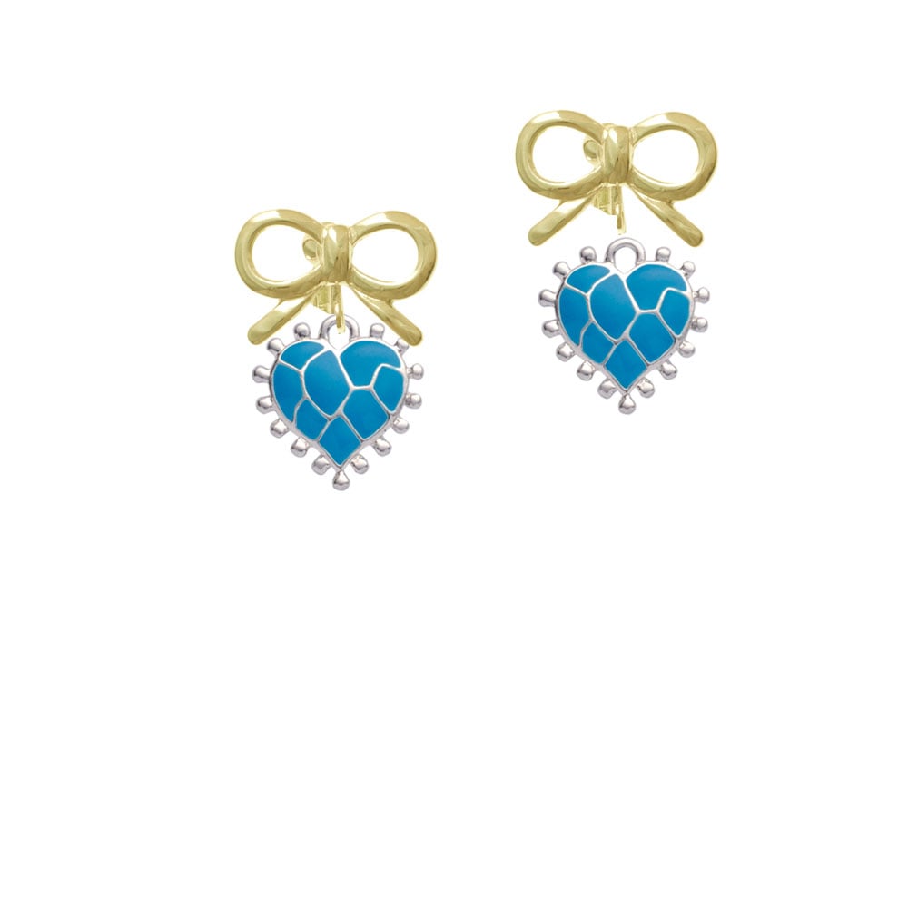 Hot Blue Giraffe Print Heart Crystal Clip On Earrings Image 10