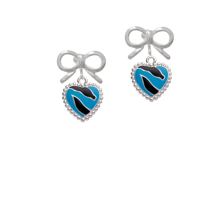 Hot Blue Zebra Print Heart Crystal Clip On Earrings Image 9