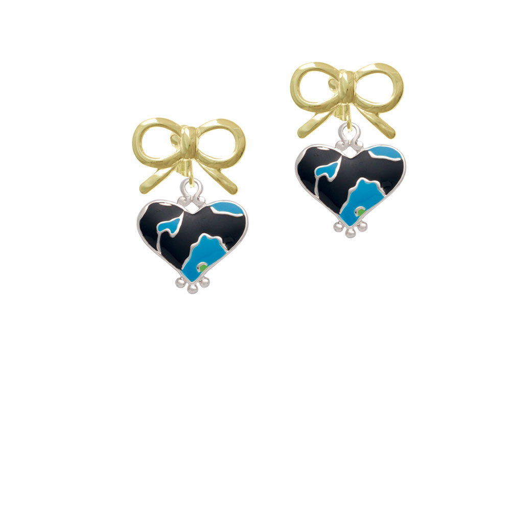 Hot Blue Large Cheetah Print Heart Crystal Clip On Earrings Image 10