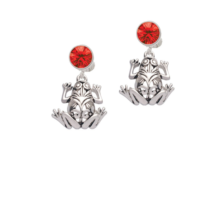 Large Filigree Frog Crystal Clip On Earrings Image 4