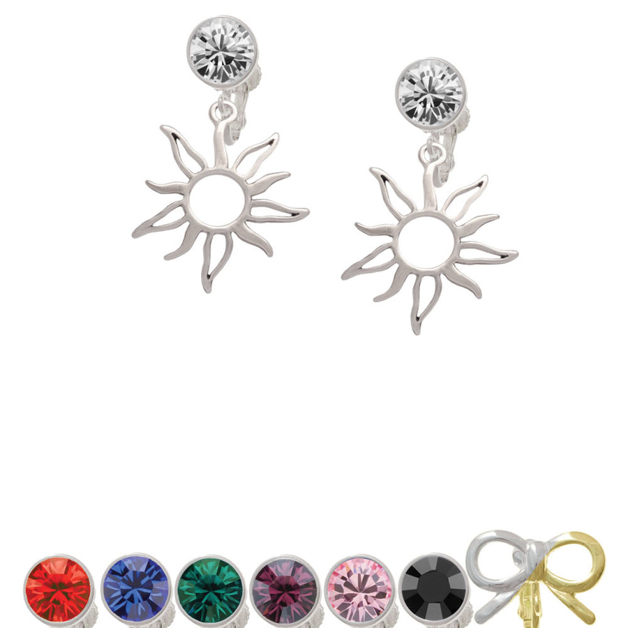 Open Design Sun Crystal Clip On Earrings Image 1